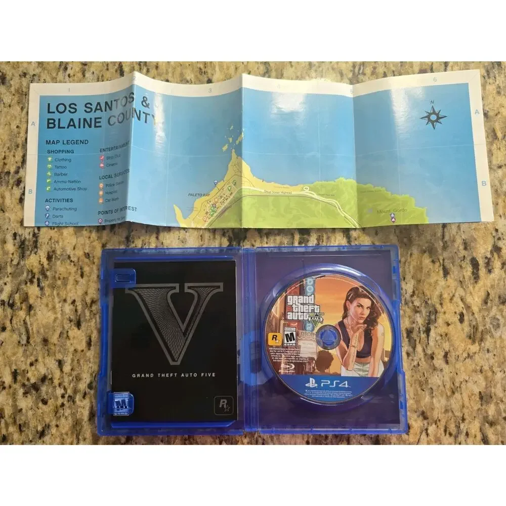 Grand Theft Auto V PS4 Rockstar Games W/ Map Multiplayer Online